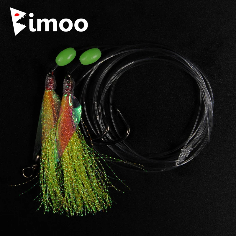 Bimoo 10 мешков 5/0 рыбья кожа Sabiki Rigs с крючками Морская рыбалка Розовая Желтая