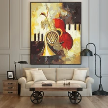Абстрактный музыкальный инструмент картина маслом скрипка картина DIY Домашний Декор картина ресторан отель кафе украшение живопись