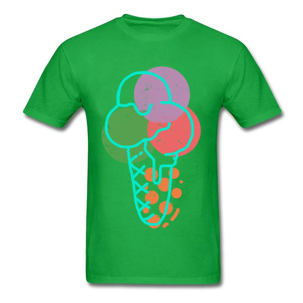 Designer Vintage Summer Ice Cream T Shirt Lovers Day O-Neck 100% Cotton Fabric Tops Shirts for Adult Tee Shirts Printed Vintage Summer Ice Cream green