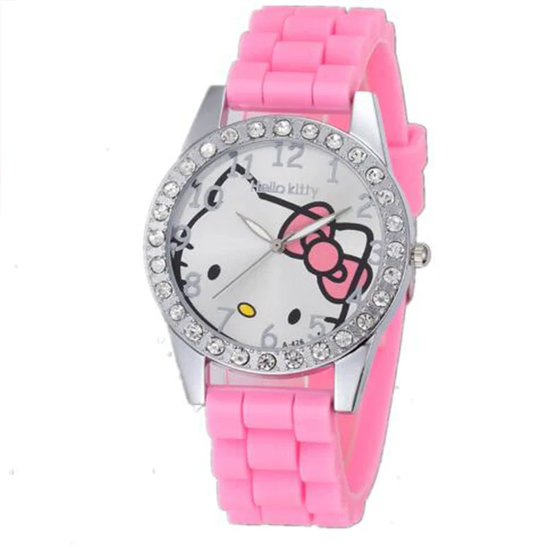 

Children Kids Watches Silicone Rhinestones Cute Hello Kitty Women Watch Student Boys Girls Quartz Wristwatch Clock Relogio Reloj
