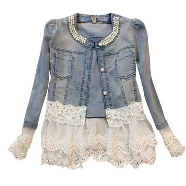 2018 Women lace Jackets jeans women big jeans jacket long sleeve denim feminine outwear women shelters Mujer cardigan jeans