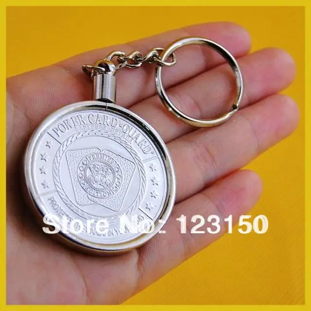

JZ-075 Silver Plated Poker Chip Key Ring Holder, poker card guard is not included