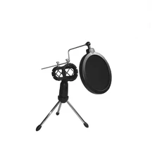 Apleok 2 в 1 портативный микрофон Стенд Настольный Штатив Запись микрофон держатель с микрофоном Клип ветрового стекла фильтр для пения