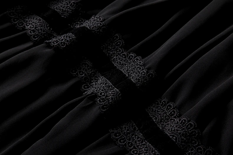 Delocah Подиум мода дизайн черное платье женские Платья-макси с длинным рукавом кружева лоскутное оборками элегантные длинные вечерние платья