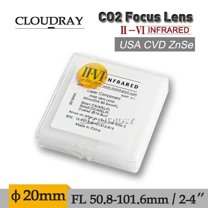 

Cloudray II-VI ZnSe Focal Meniscus Lens Laser Engraving Cutting Machine Optical Lens Dia. 20mm FL 50.8mm 2"63.5mm 2.5"101.6mm 4