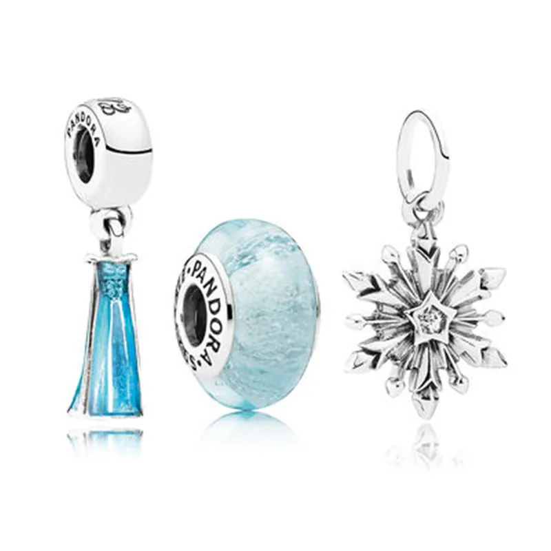 

Hot Sale 925 Sterling silver Fits European Charm Bracelets snow theme colors silver beads with CZ Charm of DIY Exquisite Gift