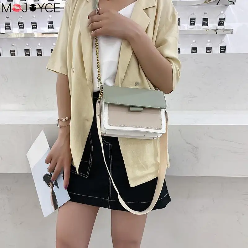

Women Contrast color Leather Crossbody Bags For Women Bags Travel Handbag Fashion Simple Shoulder Messenger Bag bolsa feminina