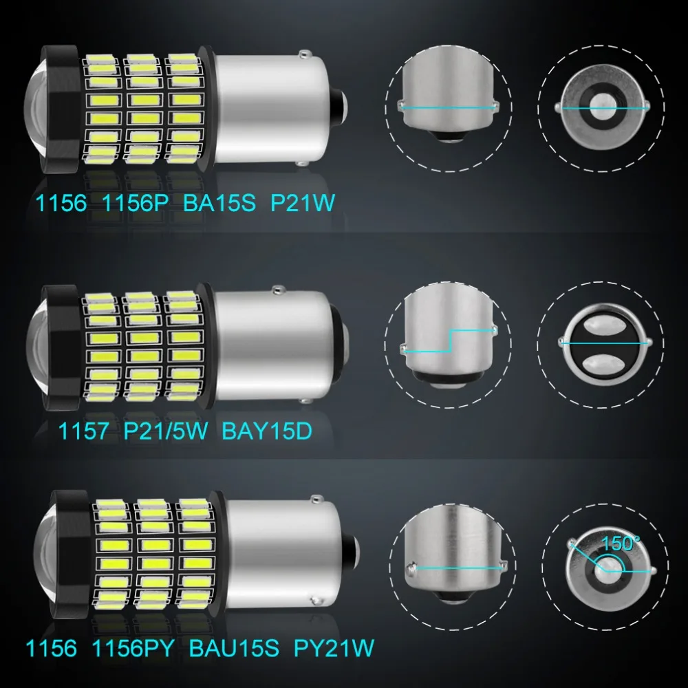 2шт P21W 1156 BA15S светодиодный Белый Янтарный красный 1157 BAY15D P21/5 Вт BAU15S PY21W фонарь 12В R5W