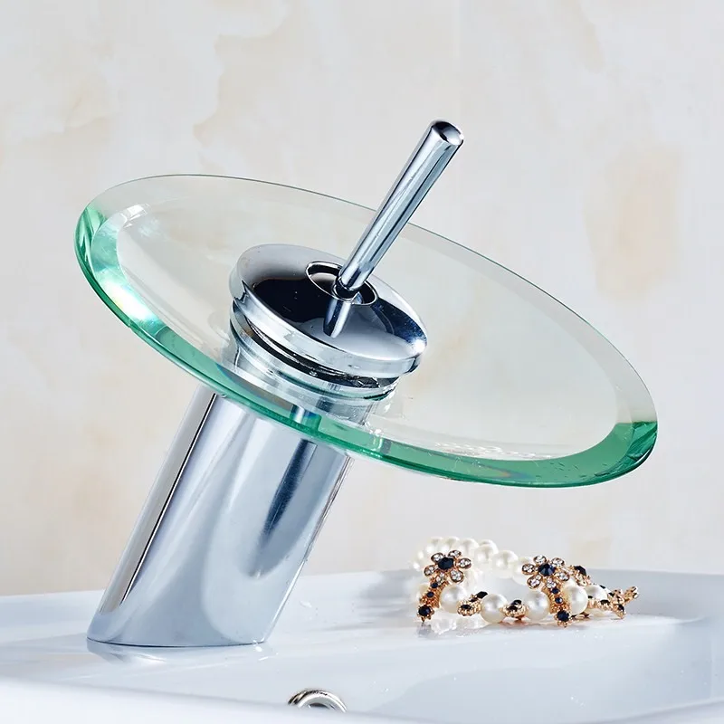 Online Neue Bad Wasserfall Becken Waschbecken Mischbatterie Wasserhahn Chrom Poliert Glas Rand Wasserhahn Wasserhahn Mit Wasser Einlass Rohr