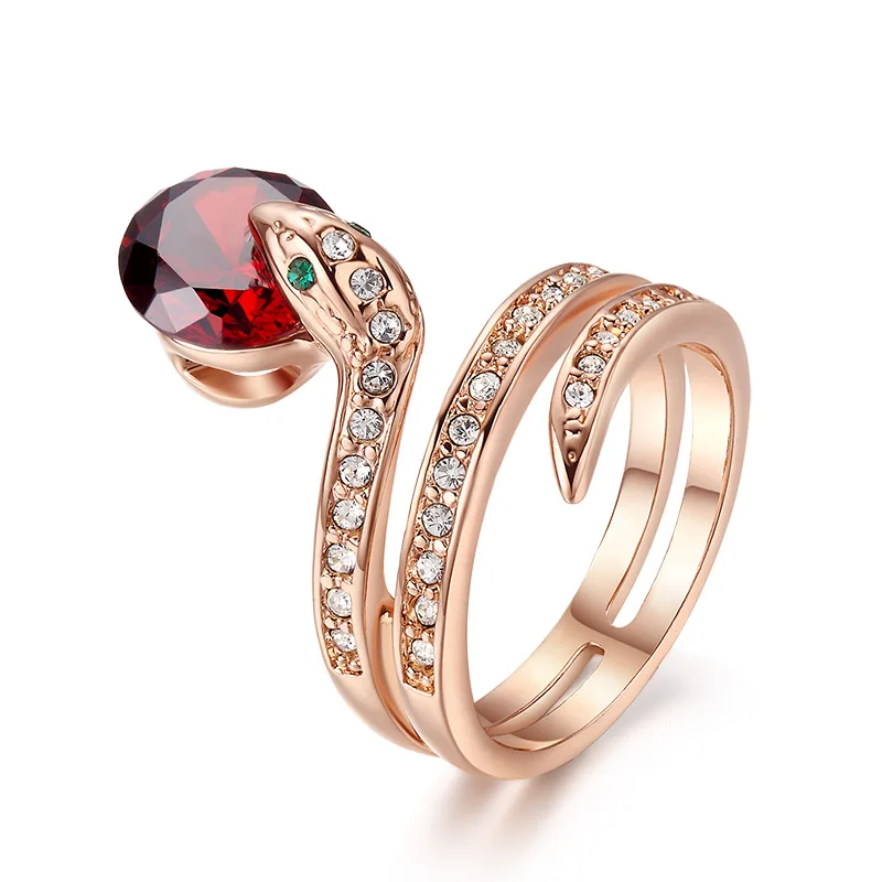 Rose Gold Snake Show Bead Ring