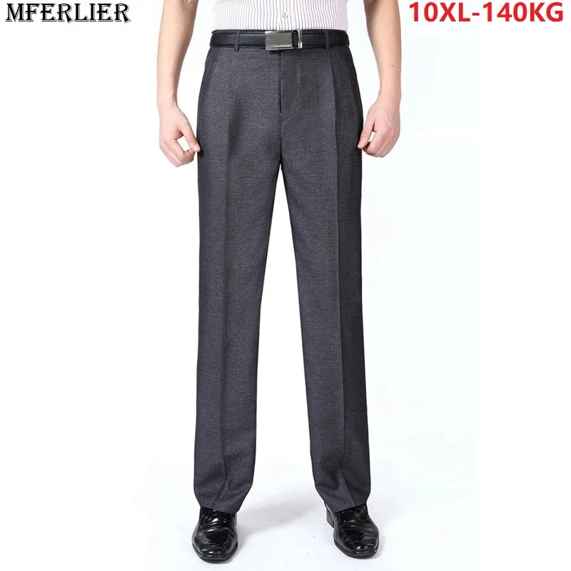 MFERLIER Для мужчин костюм Штаны брюки хлопок Большие размеры большой 7XL 8XL 9XL 10XL Формальные Бизнес на осень-зиму прямые Штаны Новые повседневные