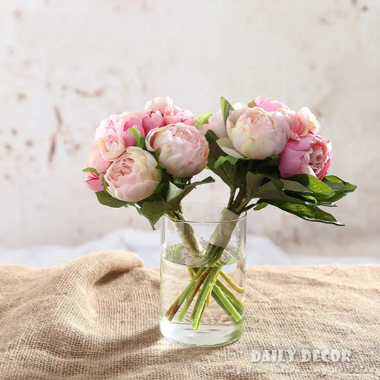 

1 bouquet high simulation silk peony flowers wedding bridal bouquet bride holding flower artificial peony bouquet free shipping