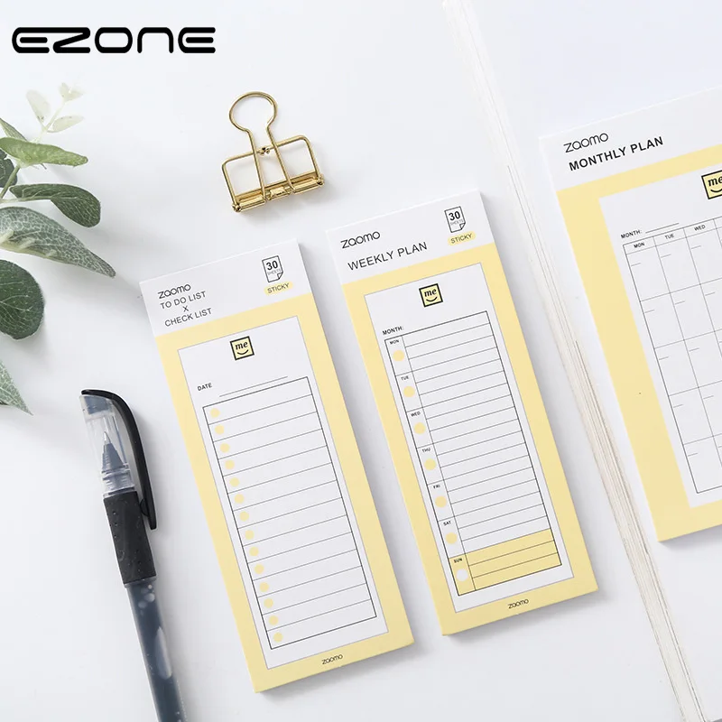 

EZONE Simple Student Day Planner Book To Do List Memo Pad 30 Sheets Self-adhesive Memo Mini Notebook School Office Supply