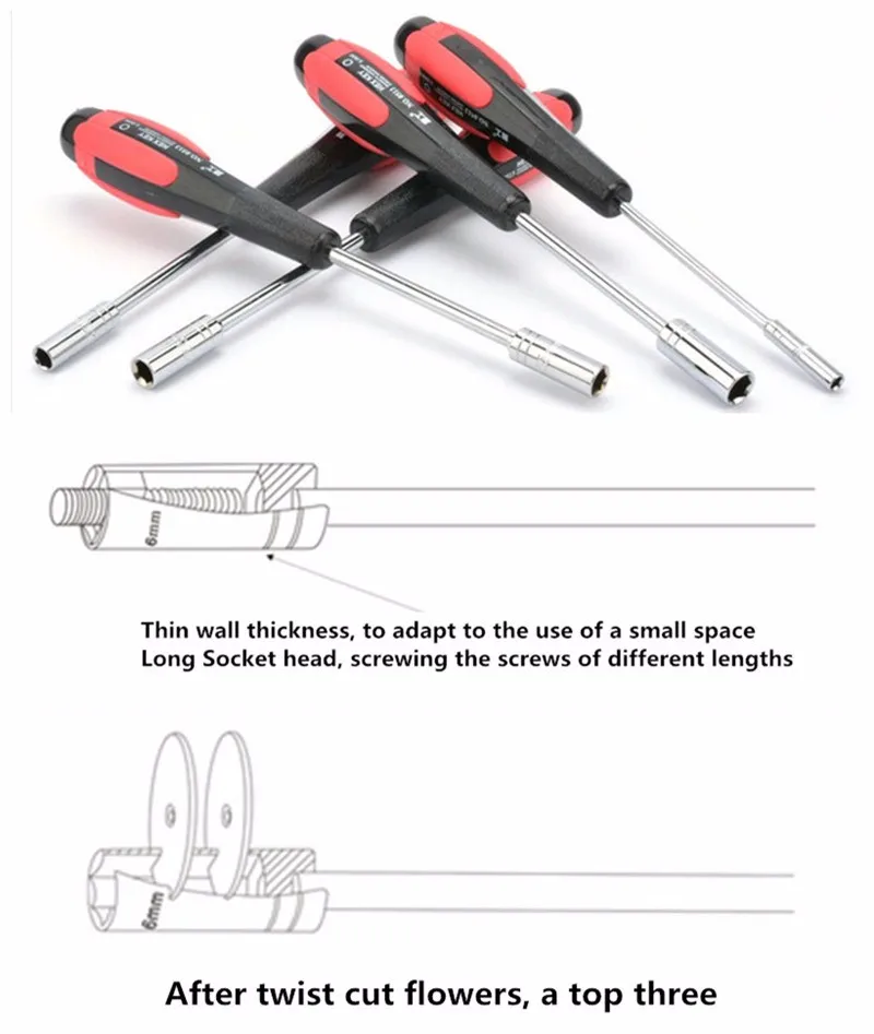 PENGGONG 7 шт. Набор отверток с шестигранной головкой удлиненный тонкостенный динамометрический ключ многофункциональные инструменты для ремонта
