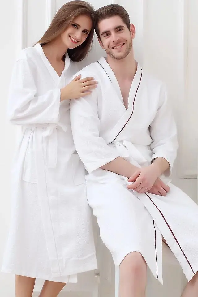 CAVME Вафельный Халат, хлопковое кимоно, халат для гостиницы для женщин, семейная Мужская одежда для сна, ночная рубашка с капюшоном, v-образный вырез, размера плюс, логотип на заказ