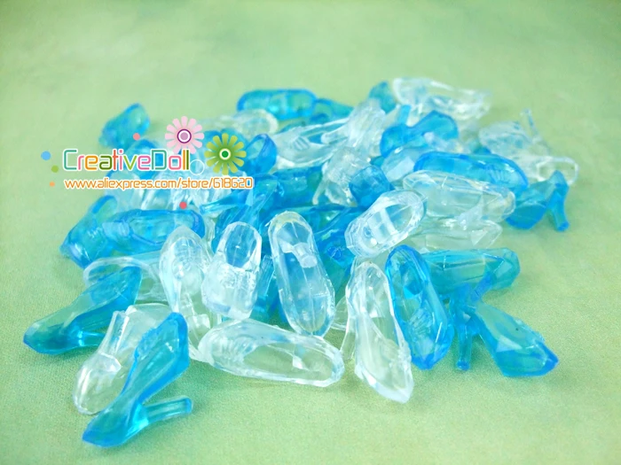 Imitation Fairy Tale Crystal Shoes 10 Pairs For CINDERELLA Fashion Princess Doll Shoes Heels Sandals For Barbie Dolls doll shoes