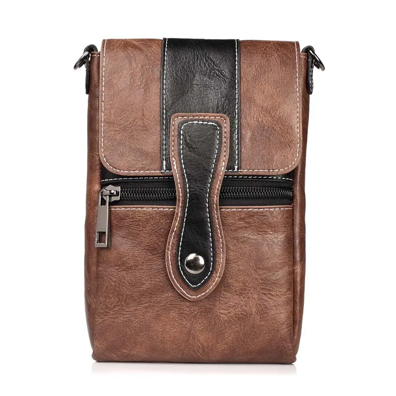 JINSERTA поясная сумка, чехол для телефона, кошелек, плечевой ремень, застежка на липучке, чехол-кобура для iPhone X 8 8plus 6,3'' - Цвет: Brown