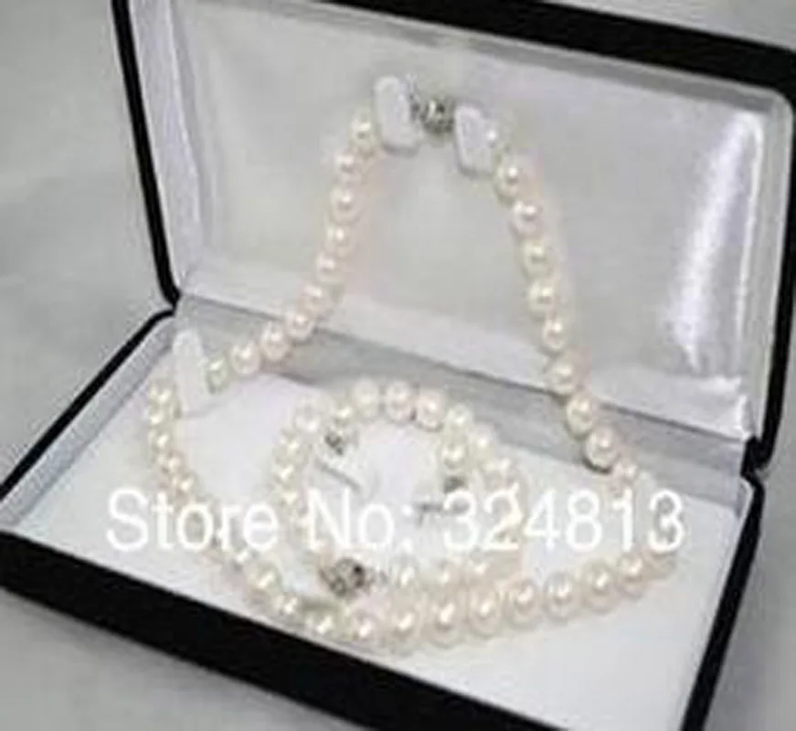 

New 7-8MM White Akoya Cultured Pearl Necklace Bracelet Earring Set #1133