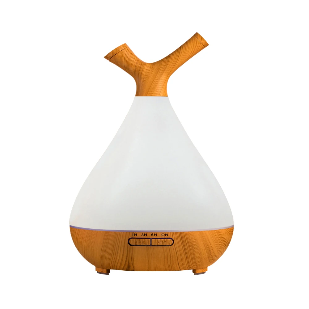 

400ml Ultrasonic Air Humidifier Aroma Essential Oil Diffuser with Wood Grain 7 Color Changing LED Lights for Bedroom Living Room