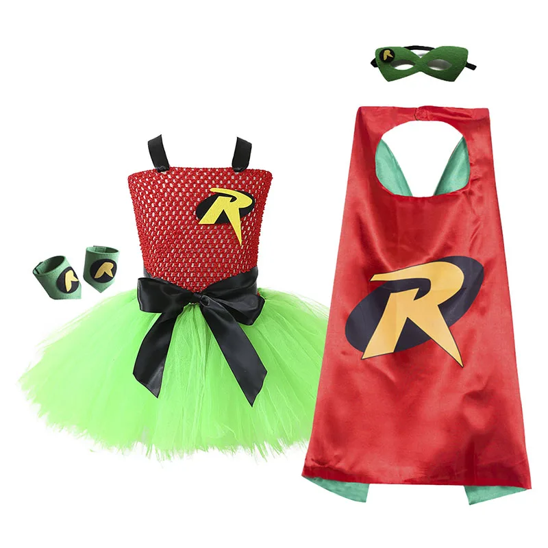 Wonder Woman/платье-пачка для девочек, платье Супермена, Бэтмена, Человека-паука, Робина на день рождения, вечернее платье на Хэллоуин, карнавальный костюм для детей, 1 комплект