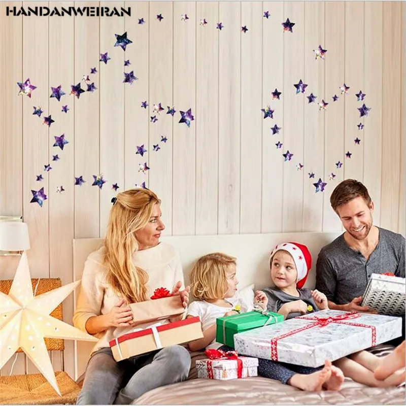 

1PCS Night sky stars bedroom stickers living room wardrobe doors and windows cabinets refrigerator washing machine murals home