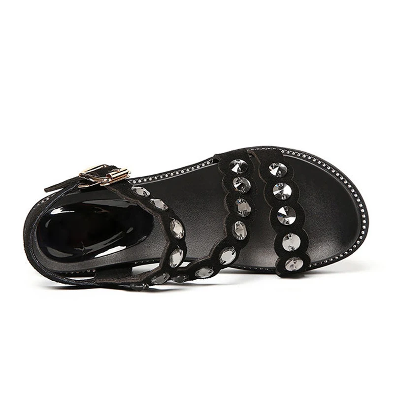 E TOY WORD rhinestones sandals summer women Open toe Gladiator shoes women Thick bottom sandals size 34-43 sandalias mujer 2019