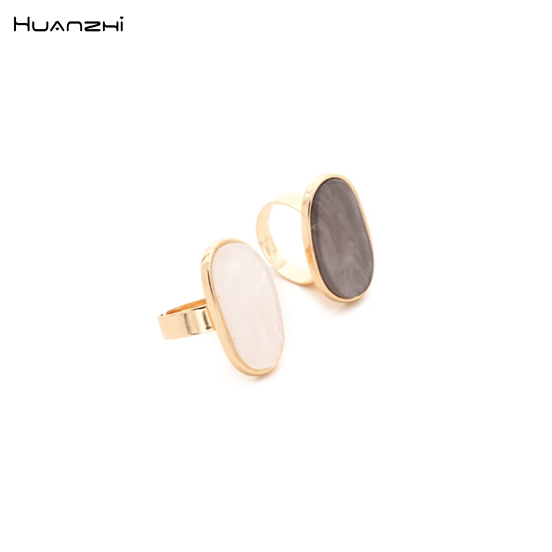 HUANZHI 2019 Новые корейские геометрические открытые Регулируемые кольца из золотого