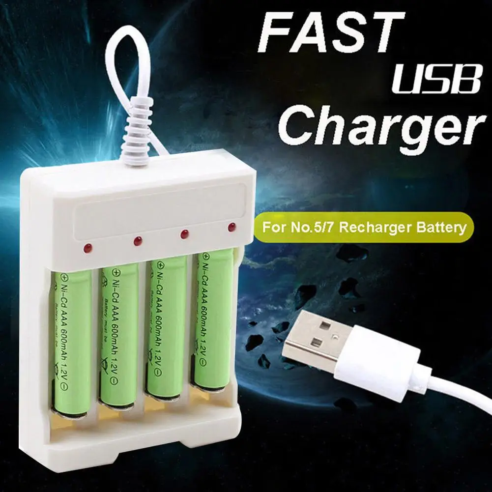 

Universal Rechargeable Battery Quick Charge Adapter USB 4 Slots Output Battery Charger Battery Charging Tool For AA/AAA