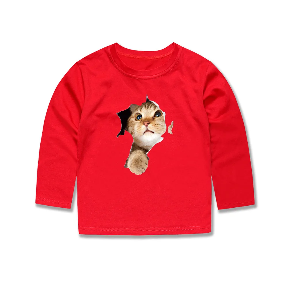 12 цветов, футболка для маленьких мальчиков и девочек футболки с короткими рукавами с 3D принтом кота для подростков, Детские топы для детей от 1 до 14 лет