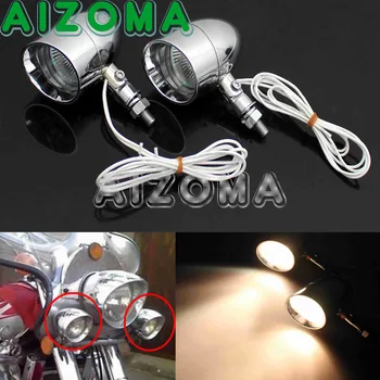 

Motorcycle Mini Bullet Style Headlight Chrome Spotlight Unversal for Yamaha Honda Suzuki Aluminum Auxiliary Fog Head Lights