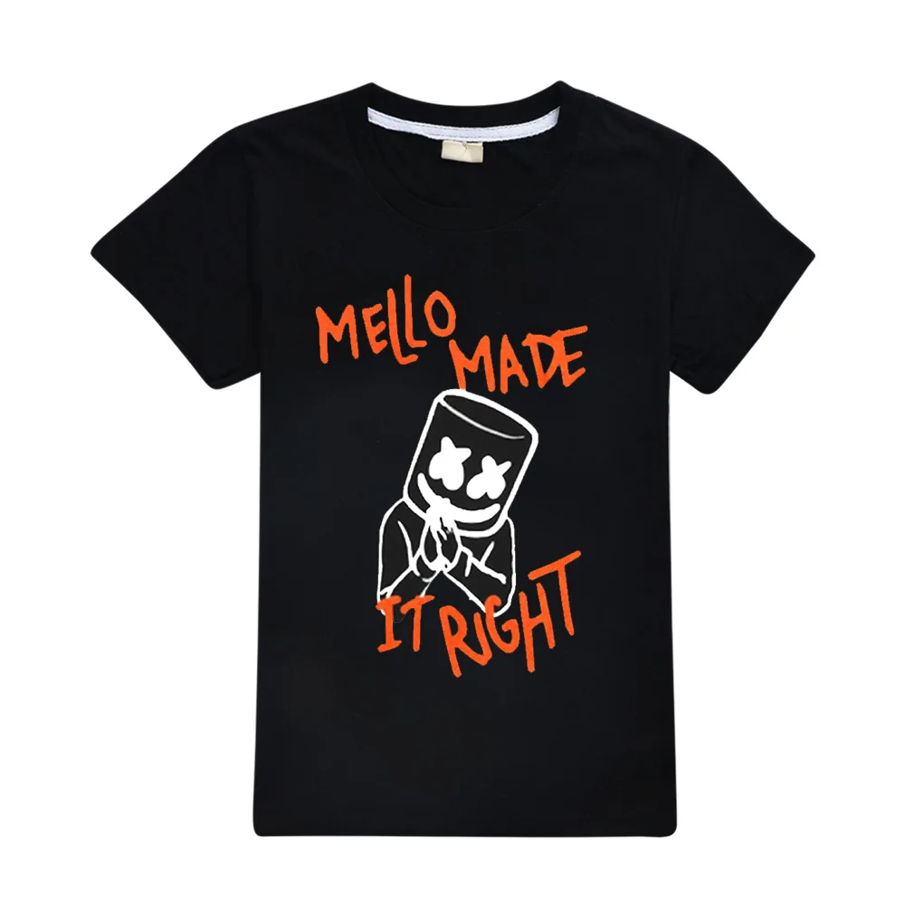 

Modis dj marshmello Kids t shirts hoodie clothes Child Black New summer top Short Sleeve T-shirt for Girls Boys 100%cotton