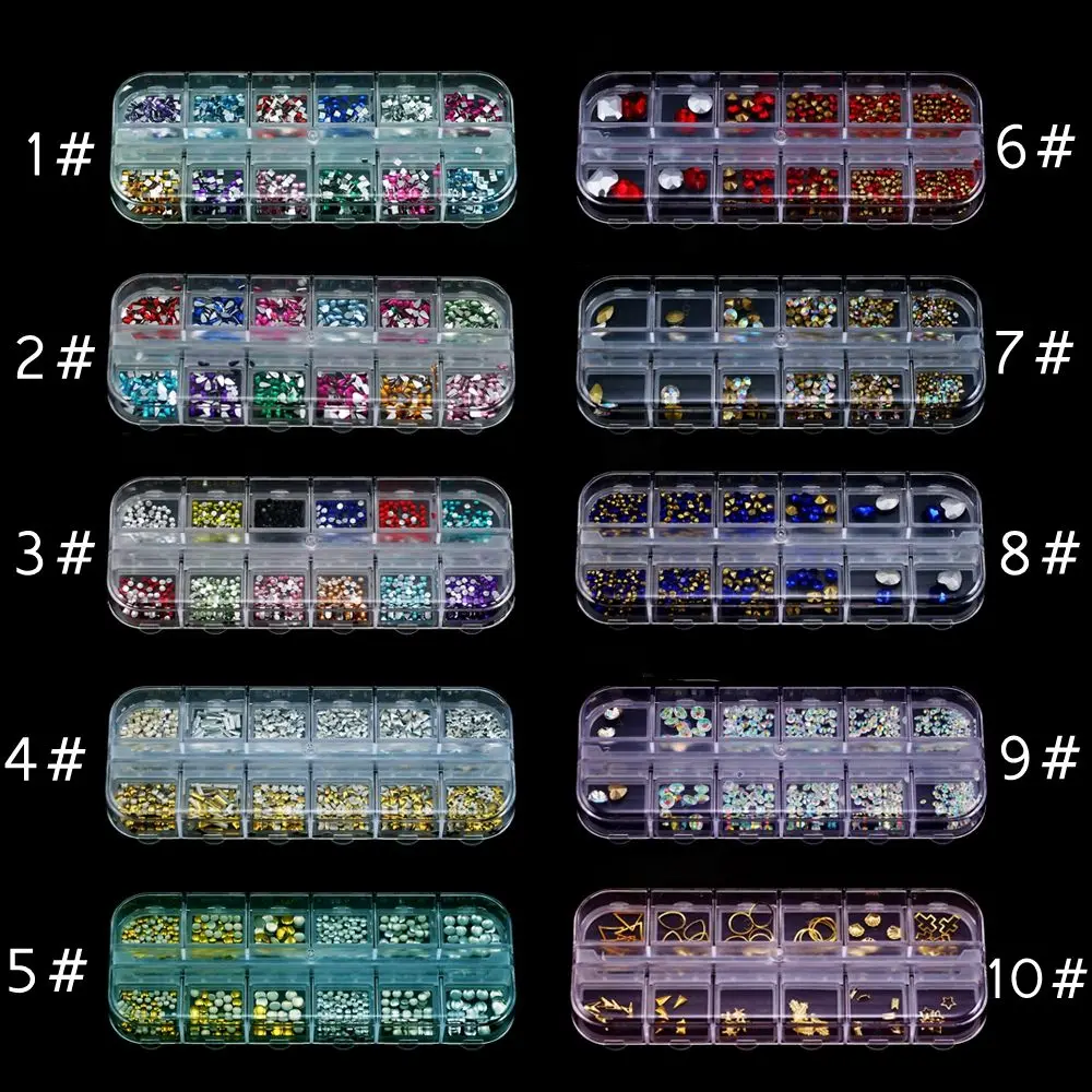 

1 Box 3D Nail Art Punk Decoration Metallic Jewelry Glitters Manicure Crystal Rhinestone DIY Art Tips Shiny Nail Art Decoration
