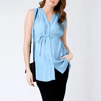 

Women Pregnant Maternity Nursing Solid Breastfeeding Summer Chiffon Blouse Fashion Cloth Vetement Grossesse Femme Nursing Top