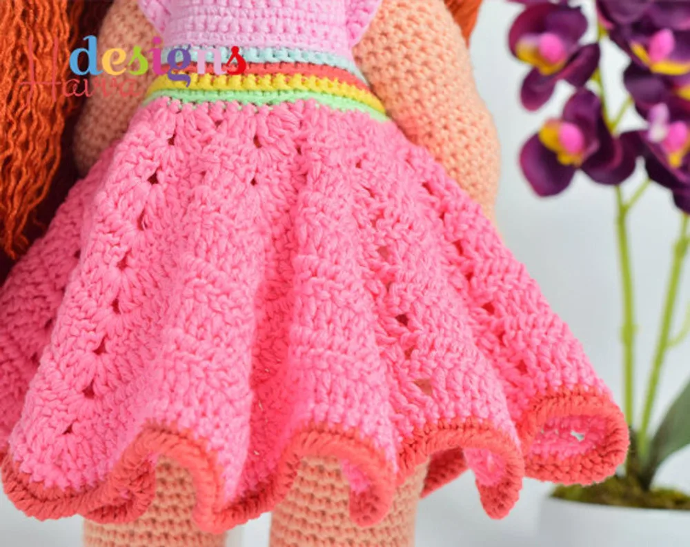 Игрушки для вязания крючком амигуруми Mia с цветной одеждой девушка номером