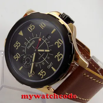 

44mm Parnis black dial Sapphire glass GMT ST 2557 Automatic Men's Watch 775