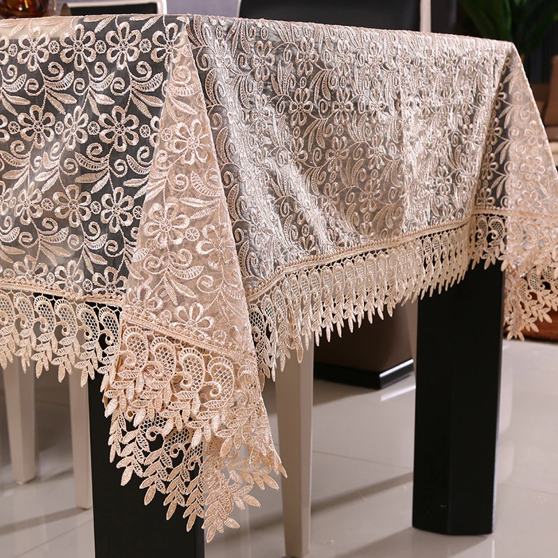 

100% Polyester Elegant Rectangle Tablecloth For Table Decor Embroidery Round Table Cloth TV Cabinet Cover Textiles For Home