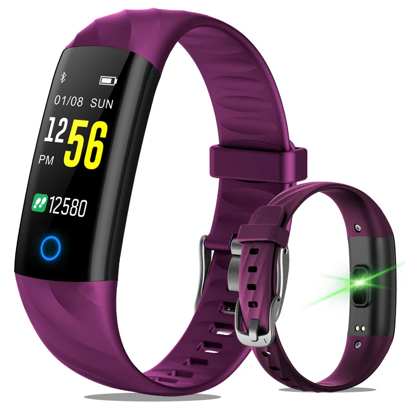 Умный Браслет, пульсометр, измеритель артериального давления, кислородный оксиметр, секундомер, водонепроницаемый мужской спортивный браслет, умный напоминание для IOS Android - Цвет: Фиолетовый
