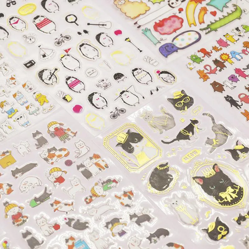 

1 Pcs Cute Gilding Animal Cat Shiba Bear Panda Frog Adhesive Stickers for Notebook Label Stickers Scrapbooking Stationery Gifts