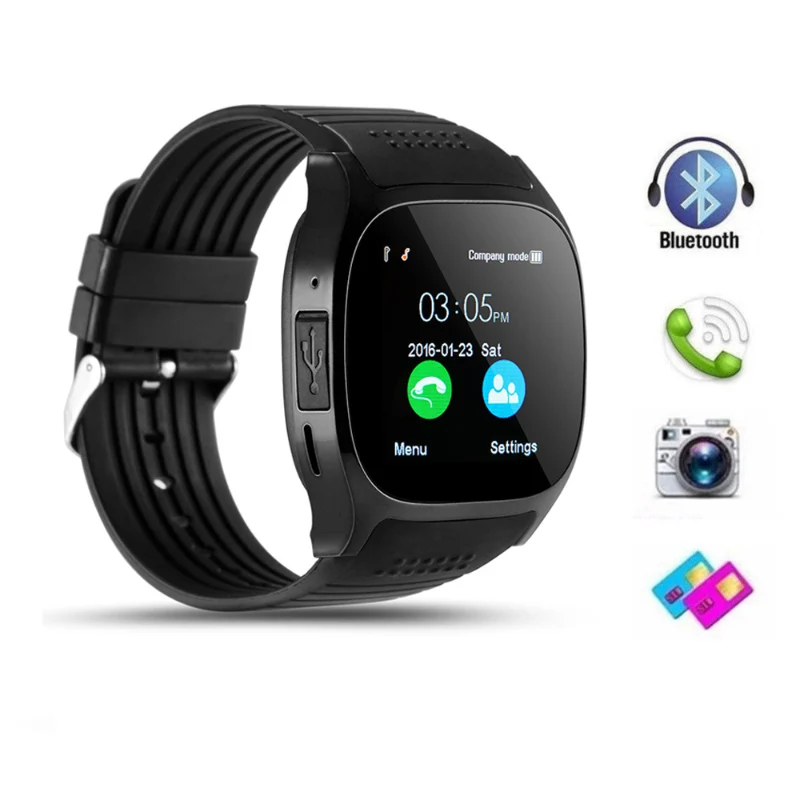 

T8 Bluetooth Smart Watch With Camera Facebook Whatsapp Support SIM TFcard Call Sprot Smart Watch Remote Wristwatch For Android