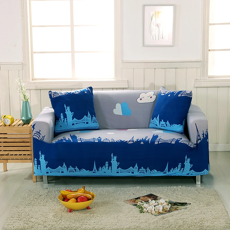 Universal Stretch Sofa Covers Cloud Pattern Printed Corner Sofa