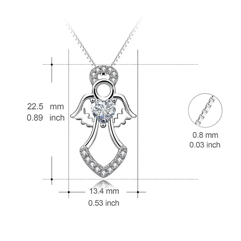 925-Sterling-Silver-Love-Heart-Angel-Pendant-3A-Cubic-Zirconia-Crystal-Pendant-Statement-Collier-Necklaces
