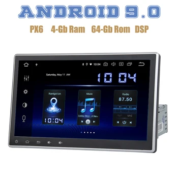 

10.2" IPS Android 9.0 one 1 din Universal Car Radio GPS Multimedia player with PX6 DSP wifi 4+64GB IPS Auto Stereo no disc