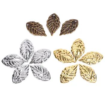 

50pcs Copper leaves beads Accessories wholesale leaf pendants Color Plated Tree leaf connectors for jewelry making 18*10mm