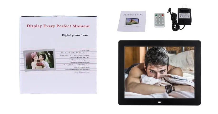 17" Digital Photo Frame Electronic Picture Frame 1440*900 1080P Alarm Clock MP3 MP4 Remote Control