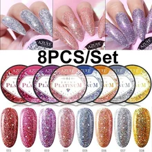 Azure Beauty Shiny Glitter UV Gel Polish Nail Art Diamond Sequins Varnish Nail Gel Lacquer Long Lasting Neon UV Enamel catuness latest new shiny neon lamp uv lucky gel polish diy nail art set candy color gel shining glitter lacquer paint varnish