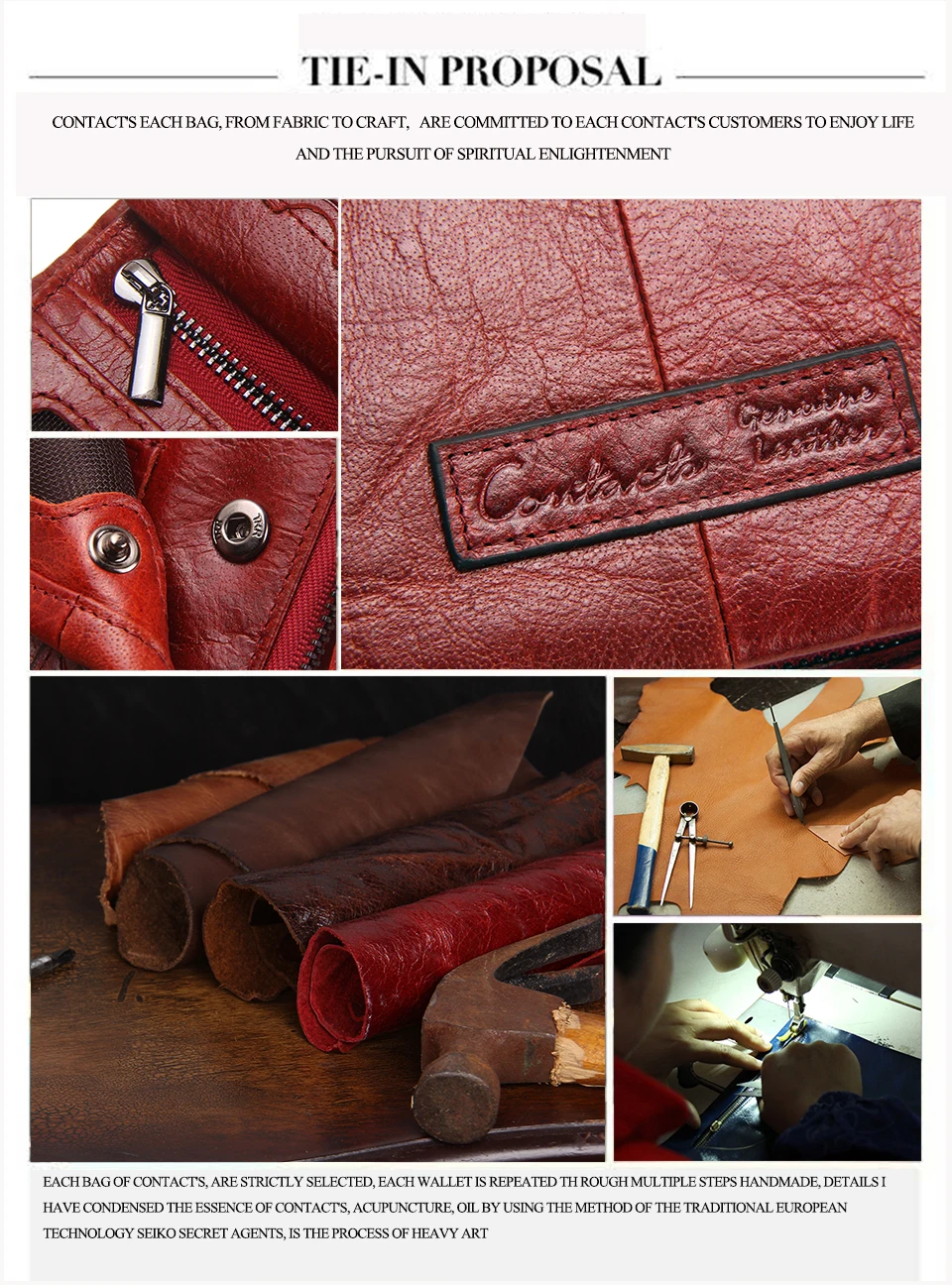Contact'S Fashion Genuine Leather Women Wallet Small Standard Wallets Coin Bag Brand Design Lady Purse Card Holders Red Brown