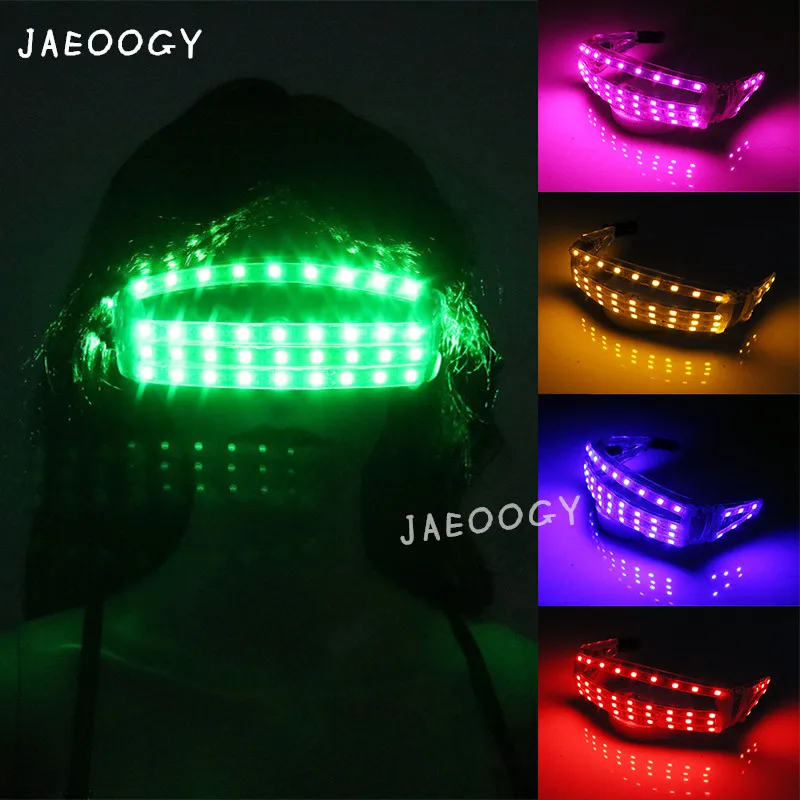 

2019 new high quality LED illuminating glasses prom show dancing fluorescent mask green bar nightclub lighting glasses gloves