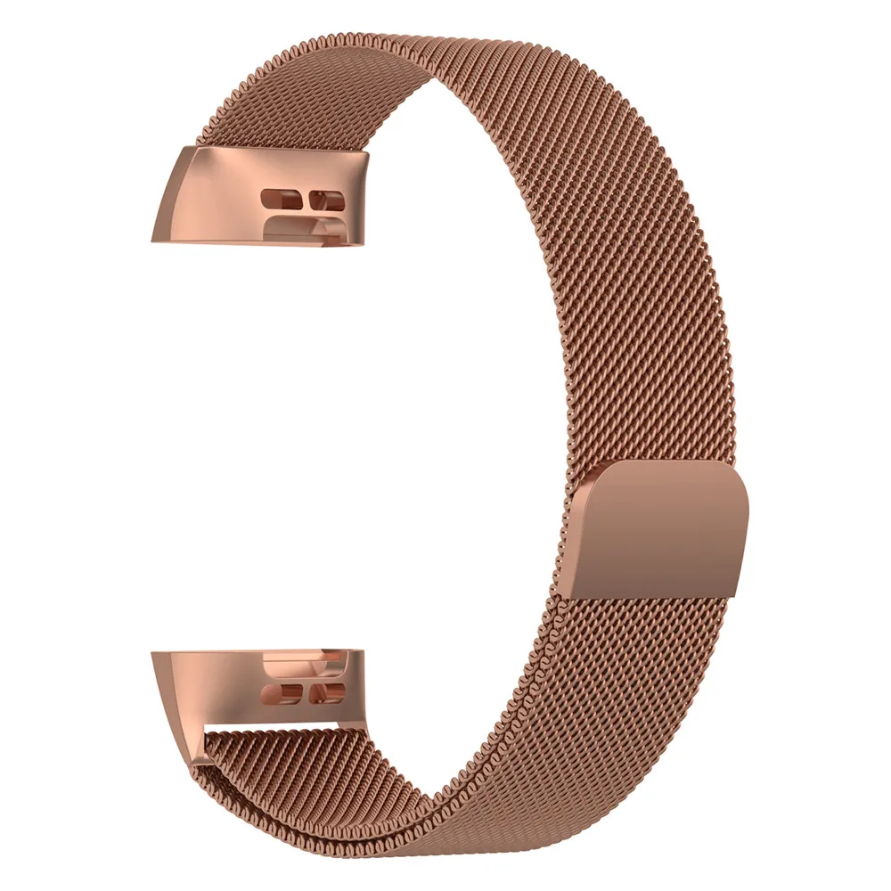 Миланского Магнитная Нержавеющая сталь запястье ремешок для Fitbit заряд 3 Фитнес трекер замена ремешок для часов Ремешок - Цвет: Rose Gold