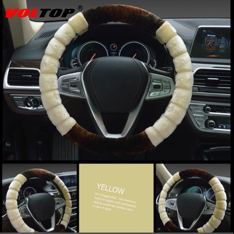  VOLTOP Car Accessories Ornaments Plush Fur Steering Wheel Cover Winter Universal 36-38cm Fashion Wa
