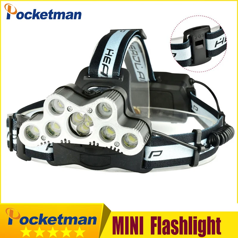

Super 36000LM USB 9 LED Led Headlamp Headlight head flashlight torch XM-L T6 head lamp rechargeable for 18650 battery